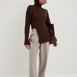 NA-KD Asymmetric Knitted Rib Sweater